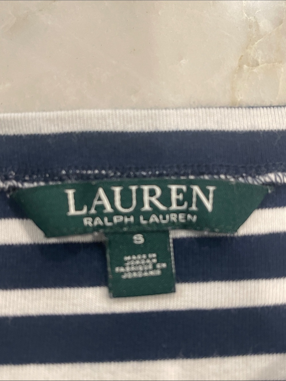 Ralph Lauren Nautical Striped Cotton Navy and White Boatneck Top Size S - Picture 7 of 8